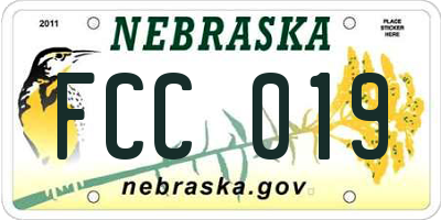 NE license plate FCC019