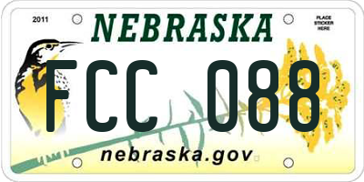 NE license plate FCC088