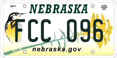 NE license plate FCC096