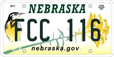 NE license plate FCC116