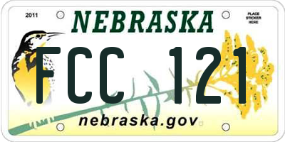 NE license plate FCC121