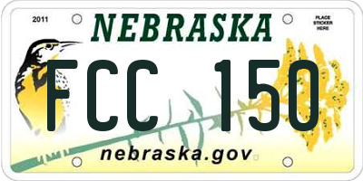 NE license plate FCC150
