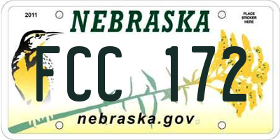 NE license plate FCC172