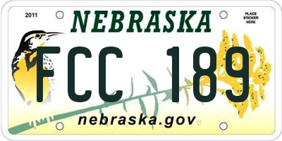 NE license plate FCC189