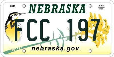 NE license plate FCC197