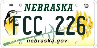 NE license plate FCC226