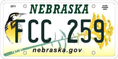NE license plate FCC259