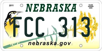 NE license plate FCC313