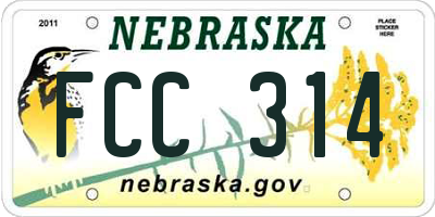 NE license plate FCC314
