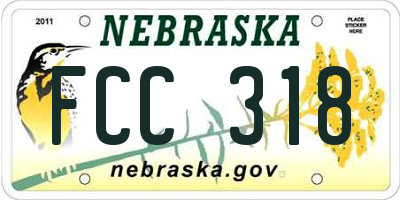 NE license plate FCC318