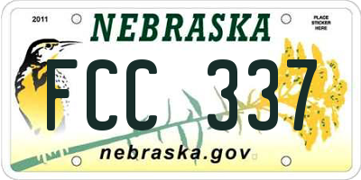 NE license plate FCC337