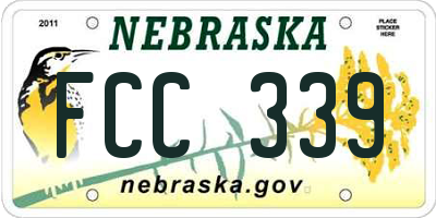 NE license plate FCC339