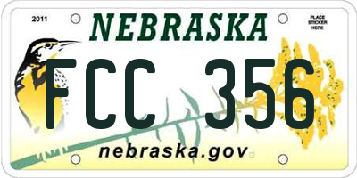 NE license plate FCC356