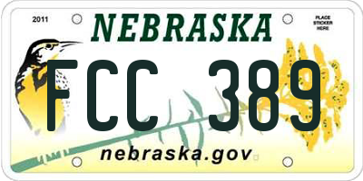 NE license plate FCC389