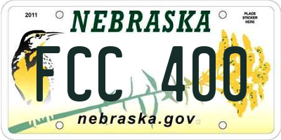 NE license plate FCC400