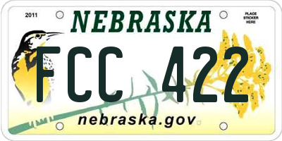 NE license plate FCC422