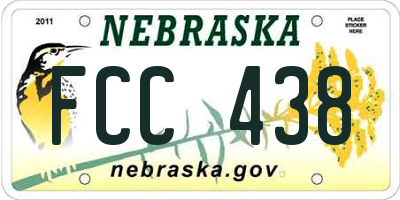 NE license plate FCC438