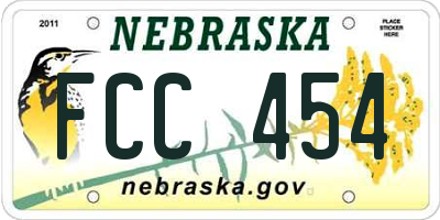 NE license plate FCC454