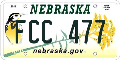 NE license plate FCC477