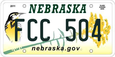 NE license plate FCC504