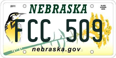 NE license plate FCC509