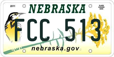 NE license plate FCC513