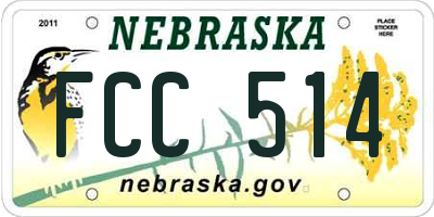 NE license plate FCC514