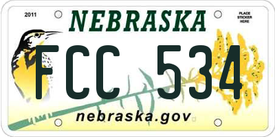 NE license plate FCC534