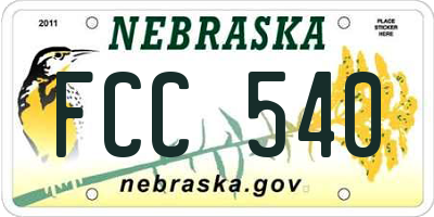 NE license plate FCC540