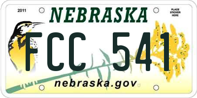 NE license plate FCC541