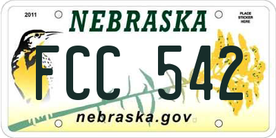NE license plate FCC542