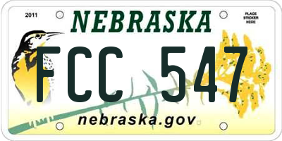 NE license plate FCC547