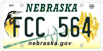 NE license plate FCC564