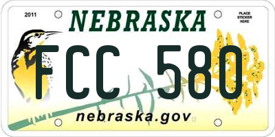 NE license plate FCC580
