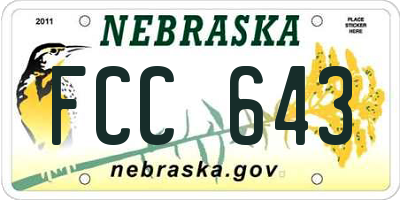 NE license plate FCC643