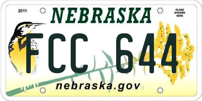 NE license plate FCC644