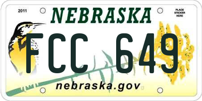 NE license plate FCC649