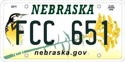 NE license plate FCC651