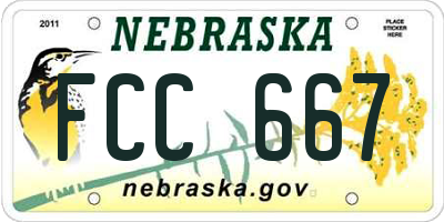 NE license plate FCC667