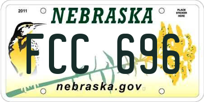 NE license plate FCC696