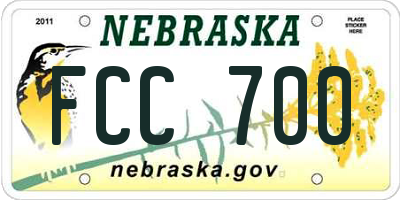 NE license plate FCC700