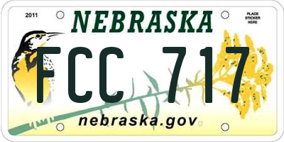 NE license plate FCC717