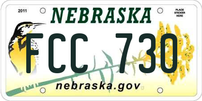 NE license plate FCC730
