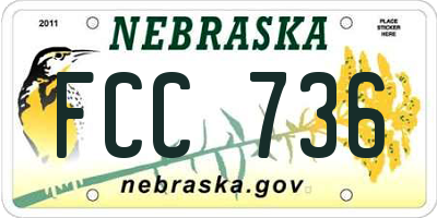 NE license plate FCC736