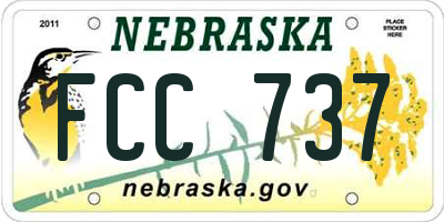 NE license plate FCC737