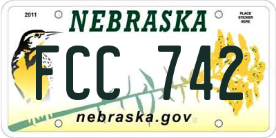 NE license plate FCC742