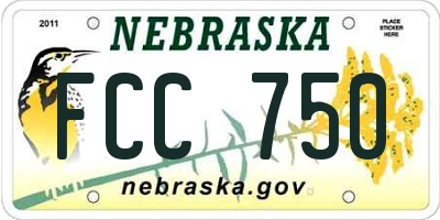 NE license plate FCC750