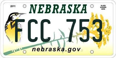 NE license plate FCC753