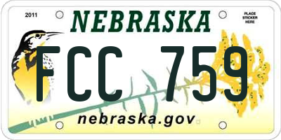 NE license plate FCC759