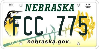 NE license plate FCC775